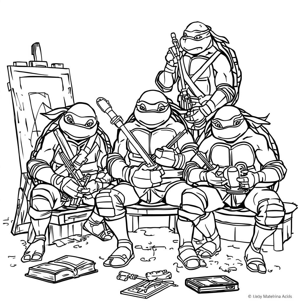 Tartarugas Ninja Estilos de Vida (Desenho para Colorir)