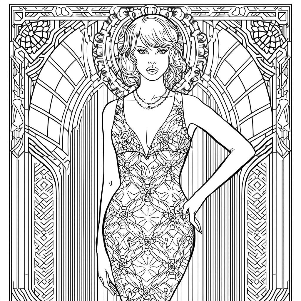 Taylor Swift Art Deco (Desenho para Colorir)