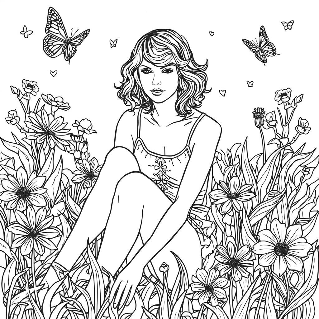 Taylor Swift in Nature (Desenho para Colorir)