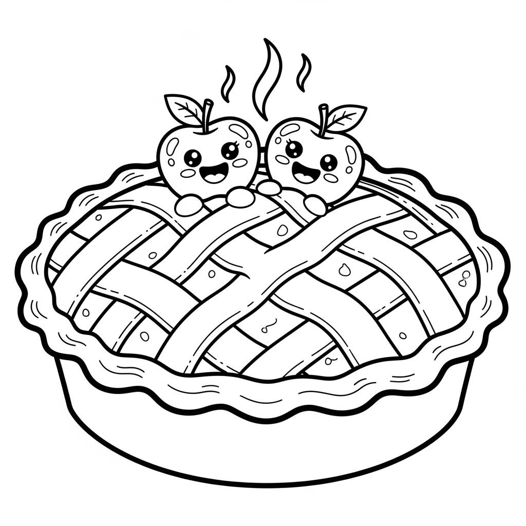 Torta de Maca Bonita (Desenho para Colorir)