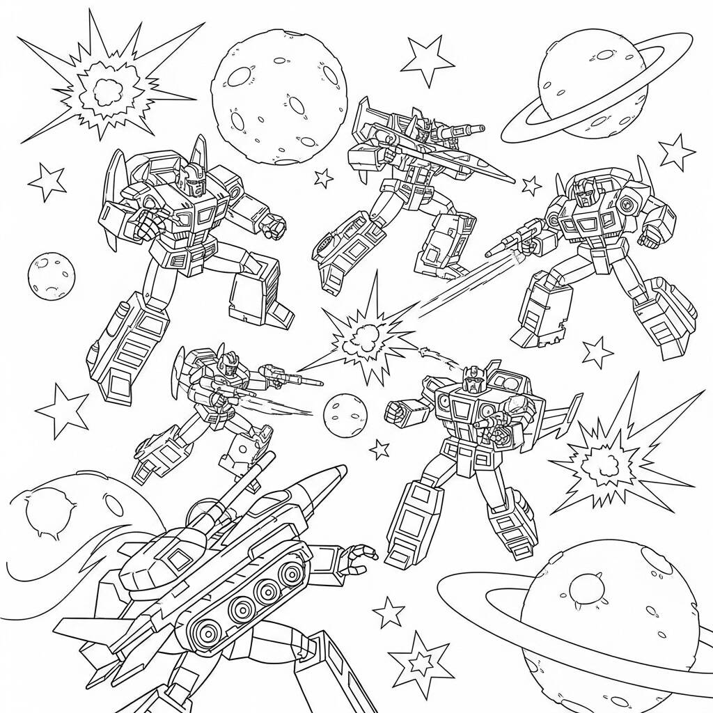 Transformers Combate Espacial (Desenho para Colorir)