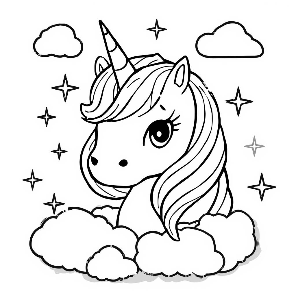 Unicornio magico Para Meninas (Desenho para Colorir)