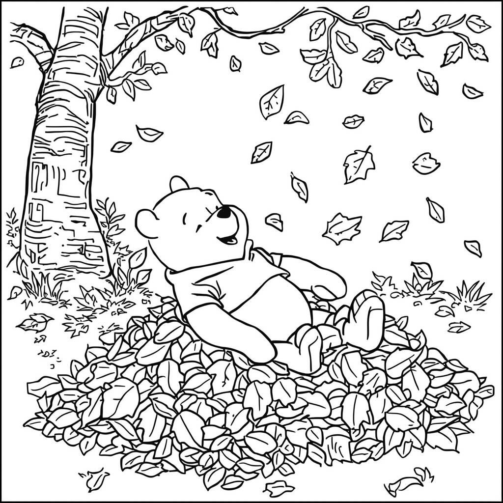 Ursinho Pooh e o Outono (Desenho para Colorir)