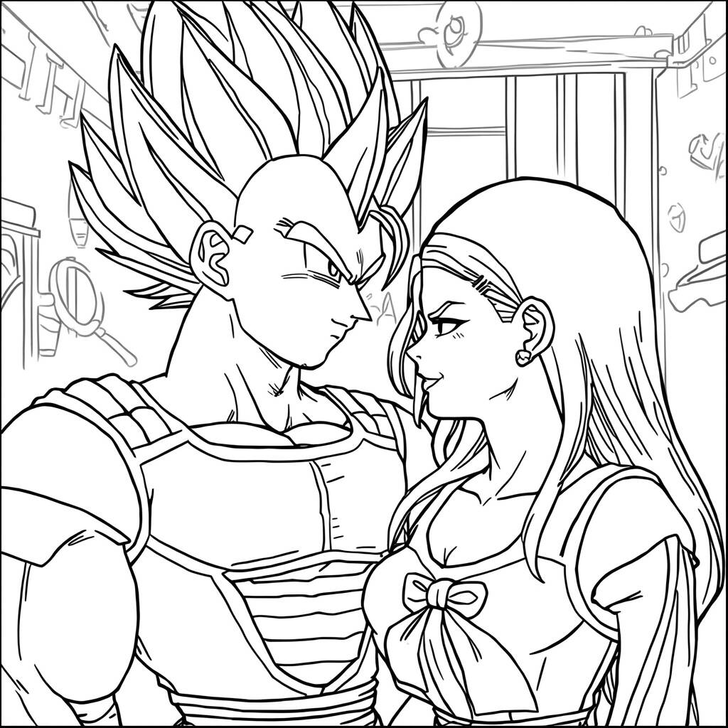 Vegeta e Bulma Casal (Desenho para Colorir)