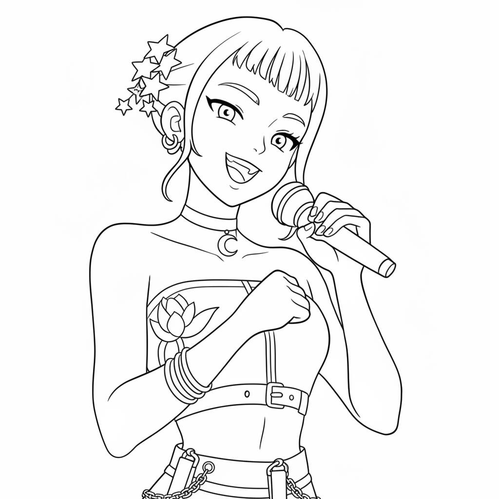 Zoey Cantora Estilosa (Desenho para Colorir)