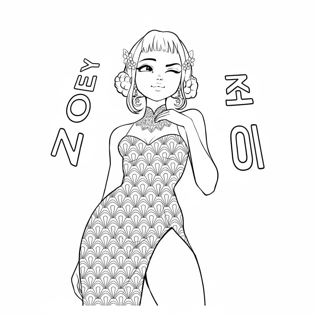 Zoey Elegante e Charmosa (Desenho para Colorir)