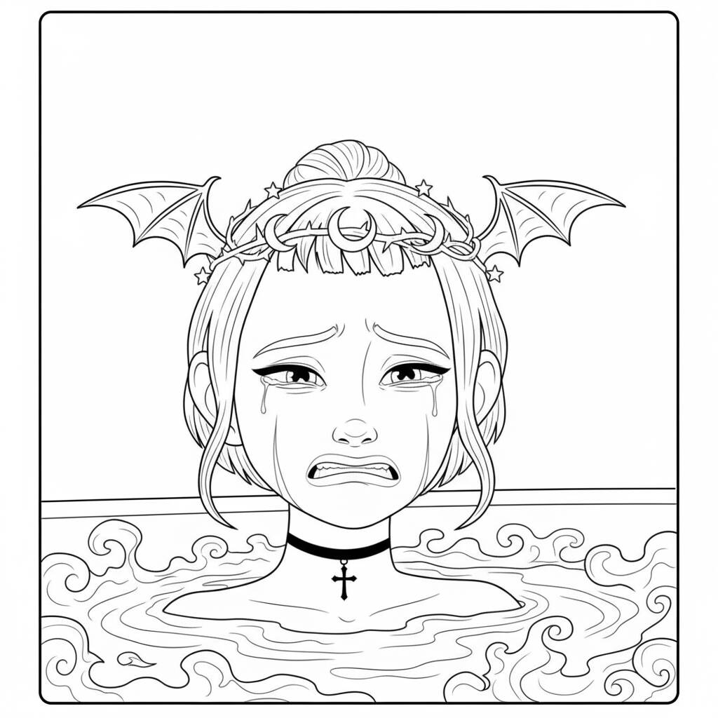 Zoey Triste com Detalhes Góticos (Desenho para Colorir)