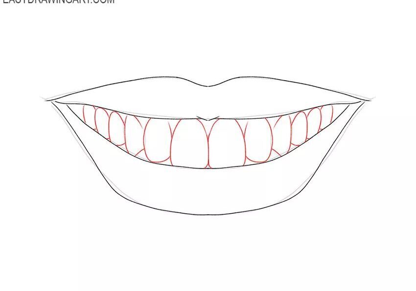 Como Desenhar Dentes – Tutorial de Desenho Passo a Passo – Passo 7