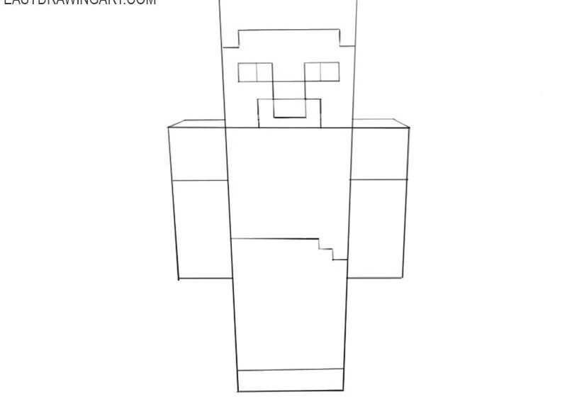 Como Desenhar Minecraft (Steve) – Tutorial de Desenho Passo a Passo – Passo 5