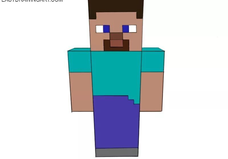 Como Desenhar Minecraft (Steve) – Tutorial de Desenho Passo a Passo – Passo 6
