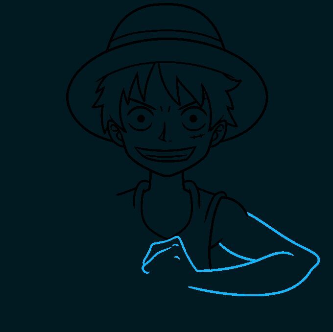 Como Desenhar o Luffy de One Piece – Passo a Passo Fácil – Passo 6