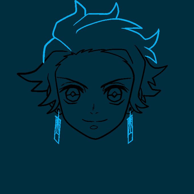 How to Draw Tanjiro Kamado from Demon Slayer – Easy Step by Step – Step 3