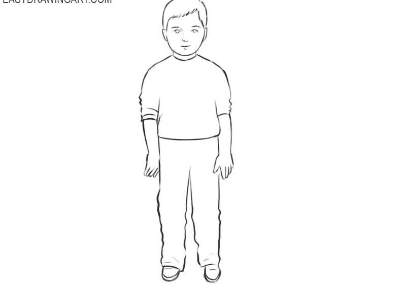 Como Desenhar uma Criança (Menino) – Tutorial de Desenho Passo a Passo – Passo 9